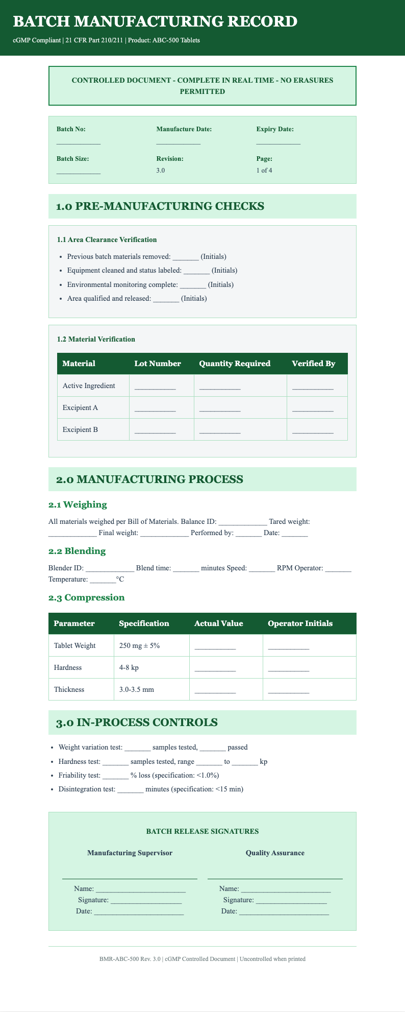 Pharmaceutical regulated process sop
